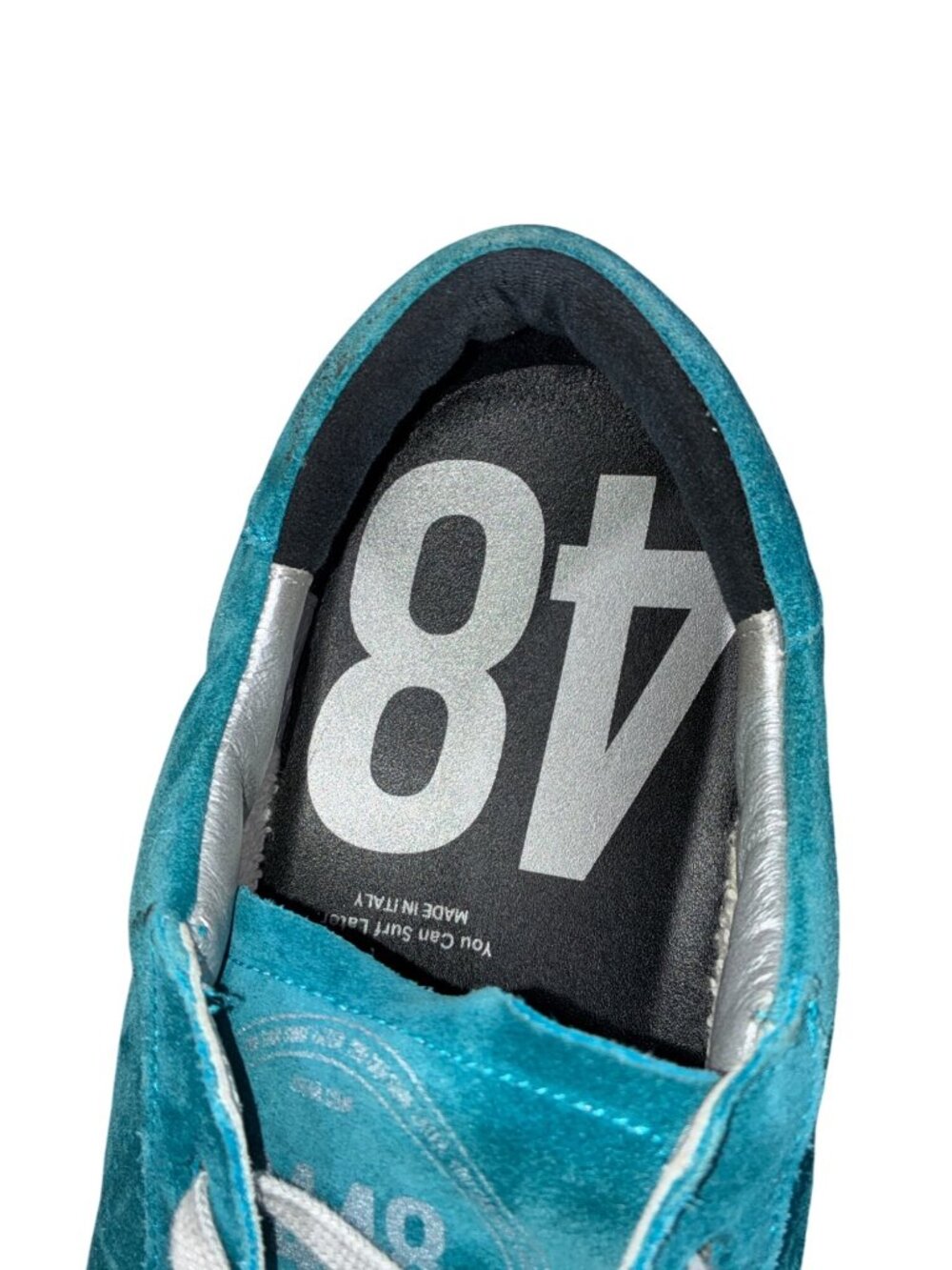 P448 Jack Caraibi Mens Low Top Suede Sneakers EU 48 US 14 Turquoise Blue - Picture 3 of 14